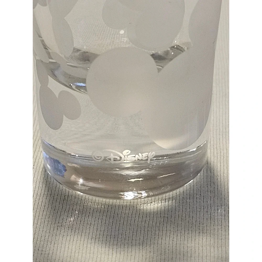 Disney Mickey Mouse Frosted Glass Shot Glasses Set of 2 Clear 4 Inch Tall